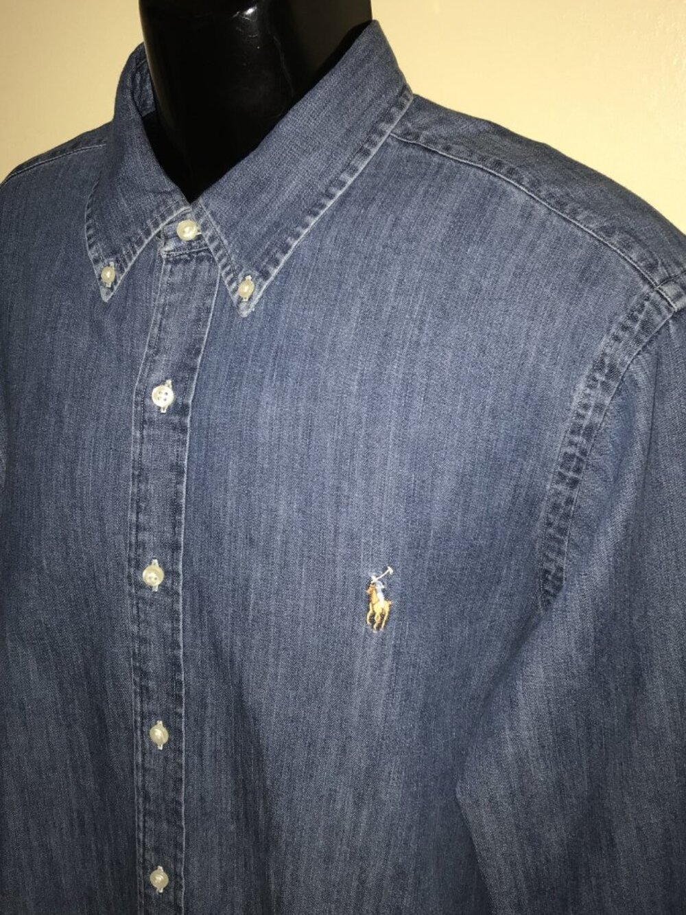 Men's Ralph Lauren Denim Long Sleeve Button Front Shirt-Size XL - Picture 7 of 9
